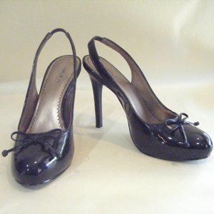 Black Patent Closed Toe Sling Back Bow Tie Pump